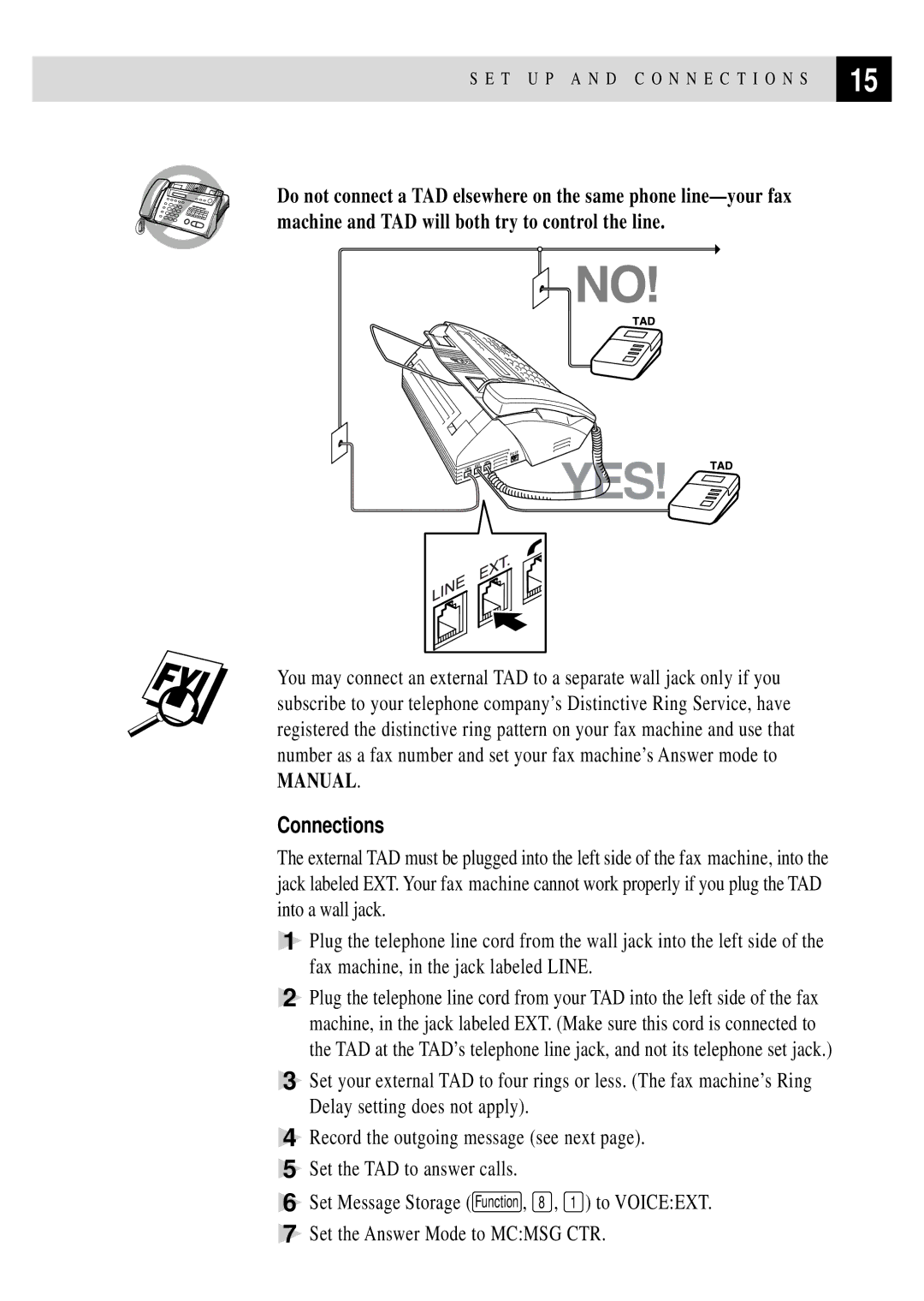 Brother FAX 355MC, FAX 375MC owner manual Connections 