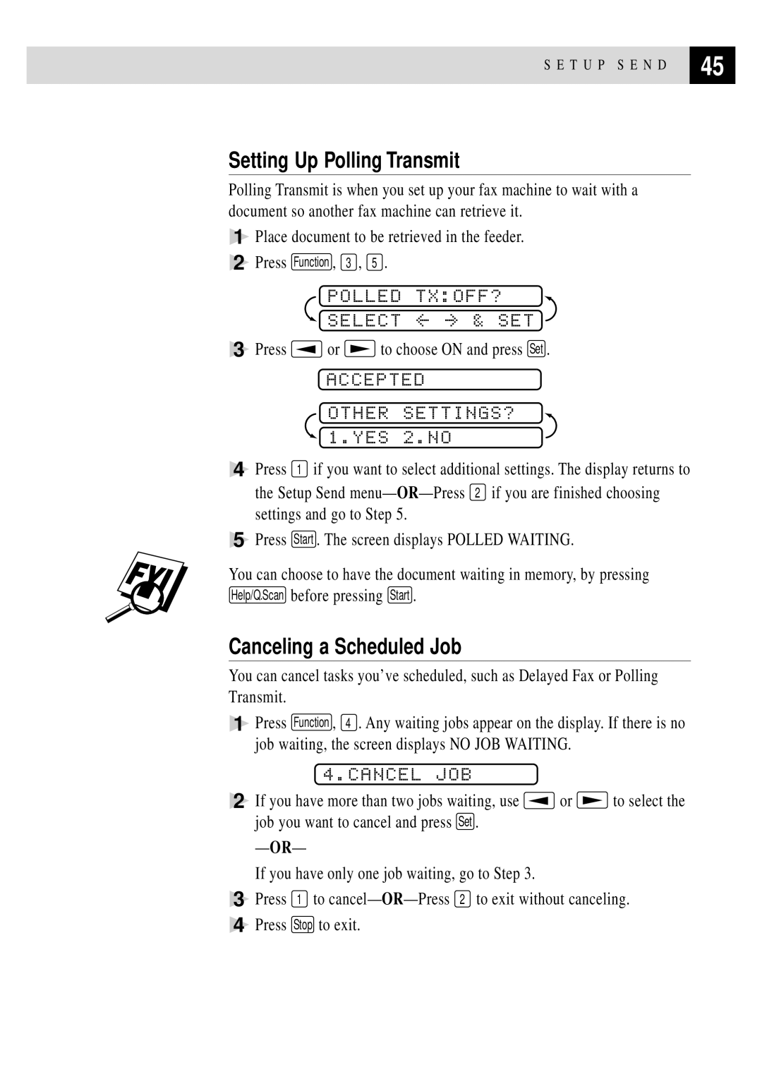 Brother FAX 355MC, FAX 375MC owner manual Setting Up Polling Transmit, Polled TXOFF? 