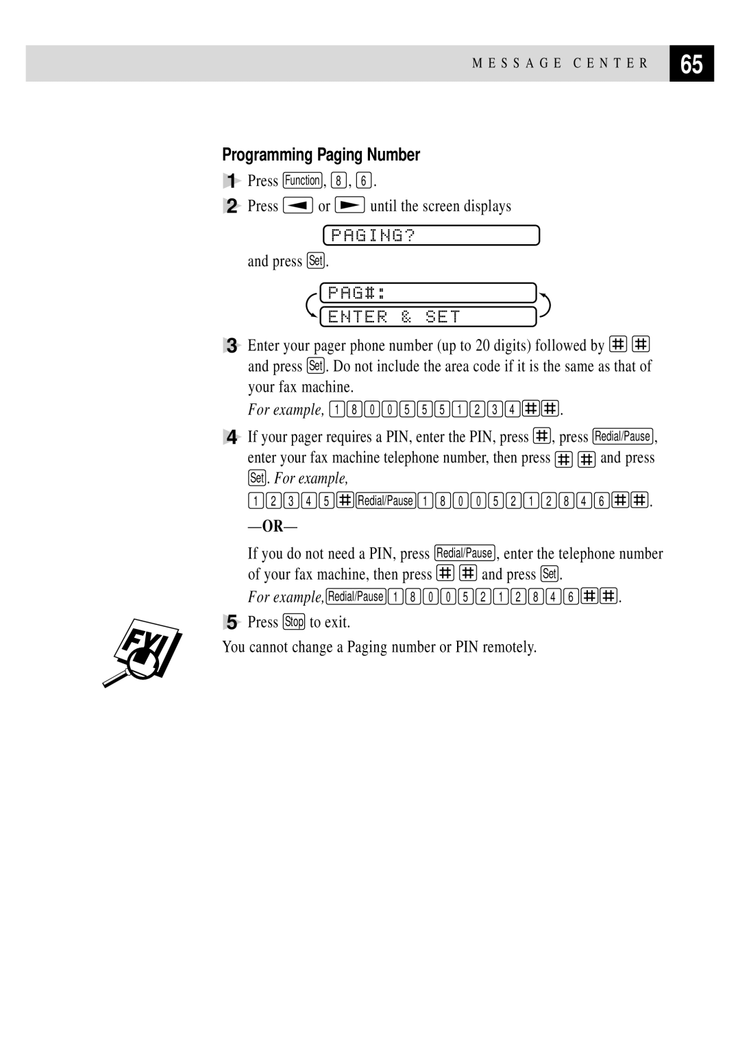 Brother FAX 355MC, FAX 375MC owner manual Paging?, PAG# Enter & SET, Programming Paging Number 