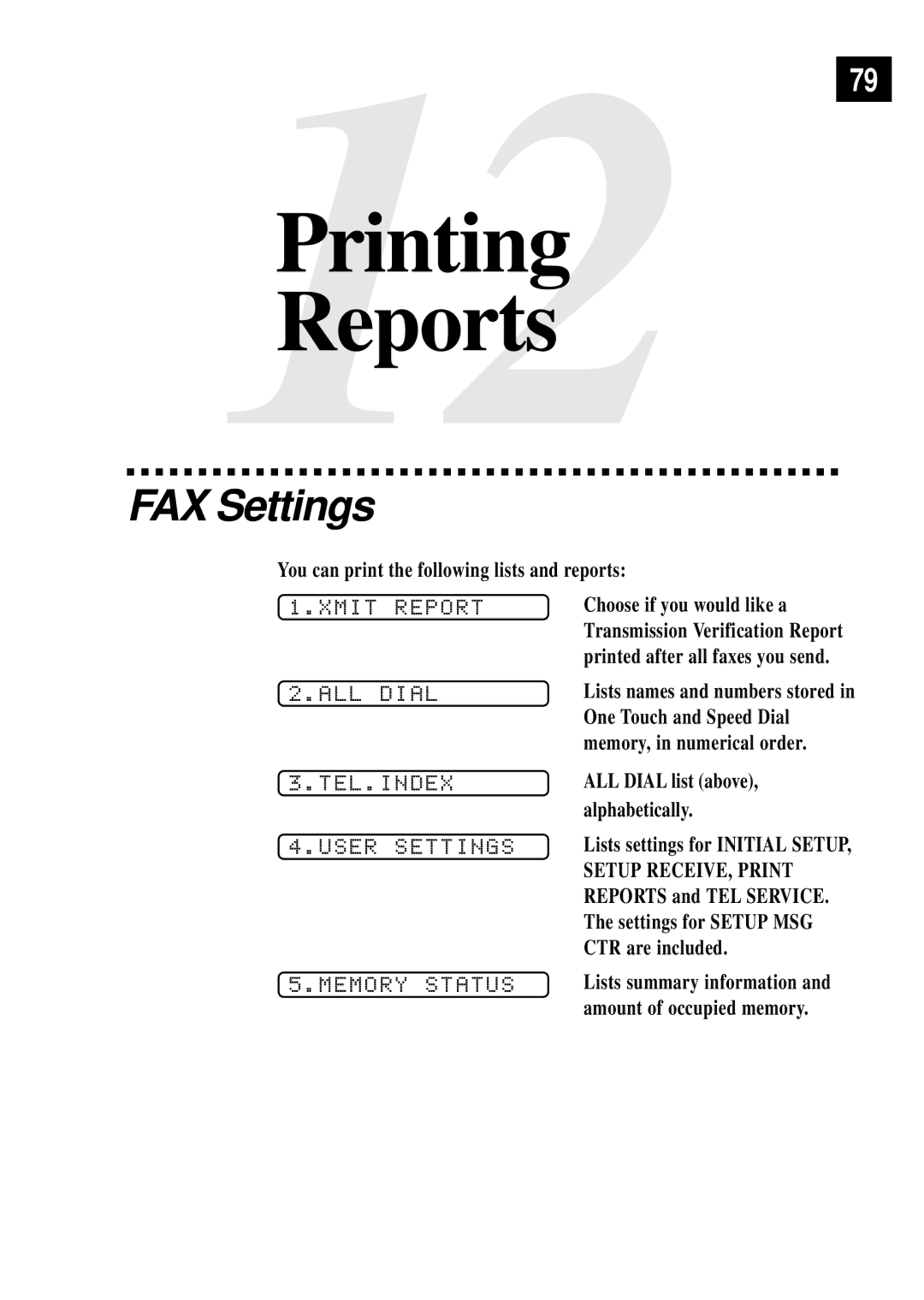 Brother FAX 355MC, FAX 375MC owner manual FAX Settings 