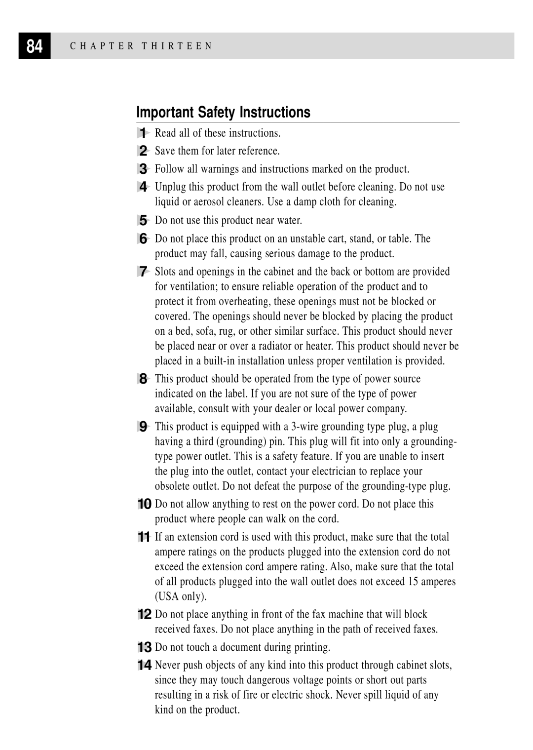 Brother FAX 375MC, FAX 355MC owner manual Important Safety Instructions, Do not use this product near water 