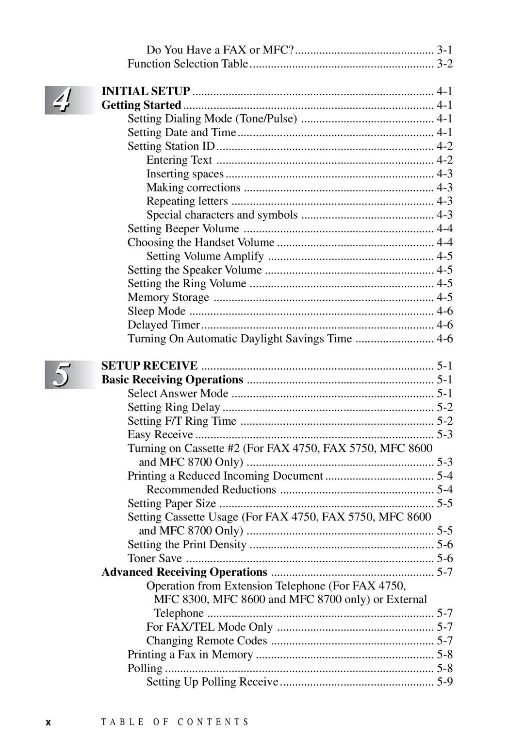 Brother FAX 4750 manual Initial Setup, Setup Receive 