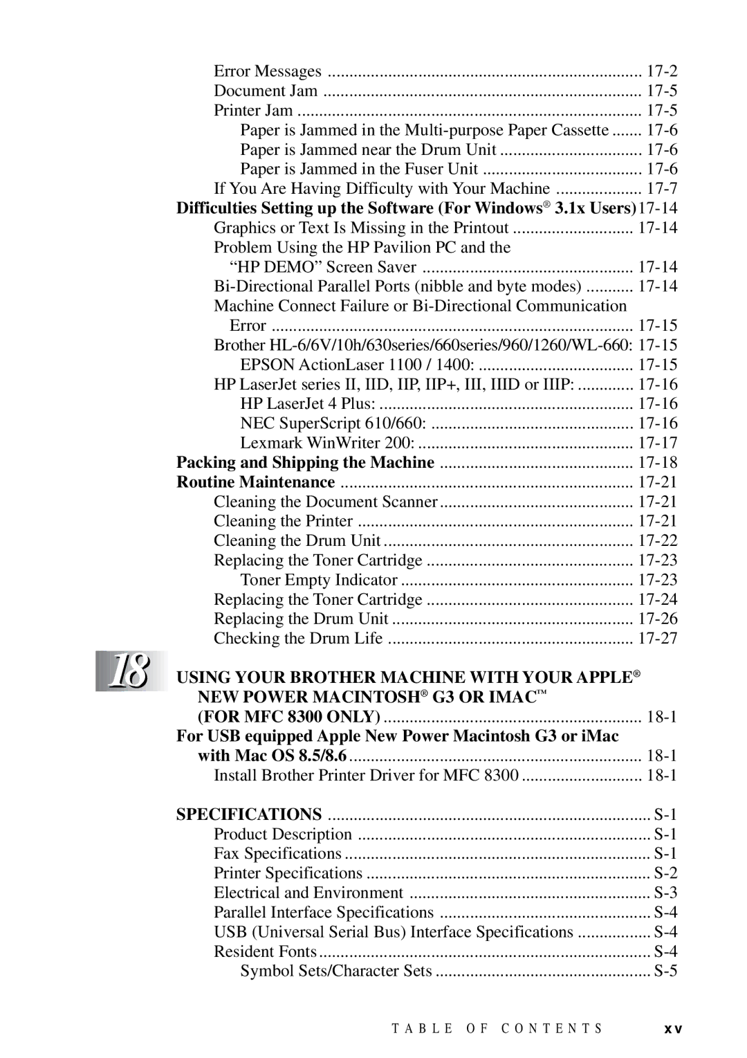 Brother FAX 4750 manual For MFC 8300 only, For USB equipped Apple New Power Macintosh G3 or iMac, Specifications 