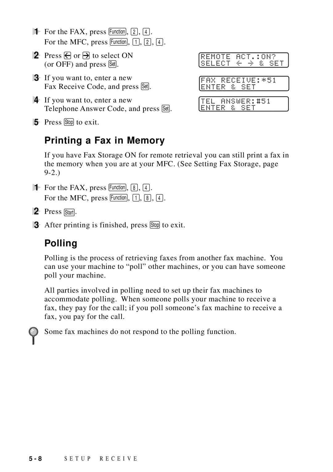 Brother FAX 4750 manual Printing a Fax in Memory, Polling 