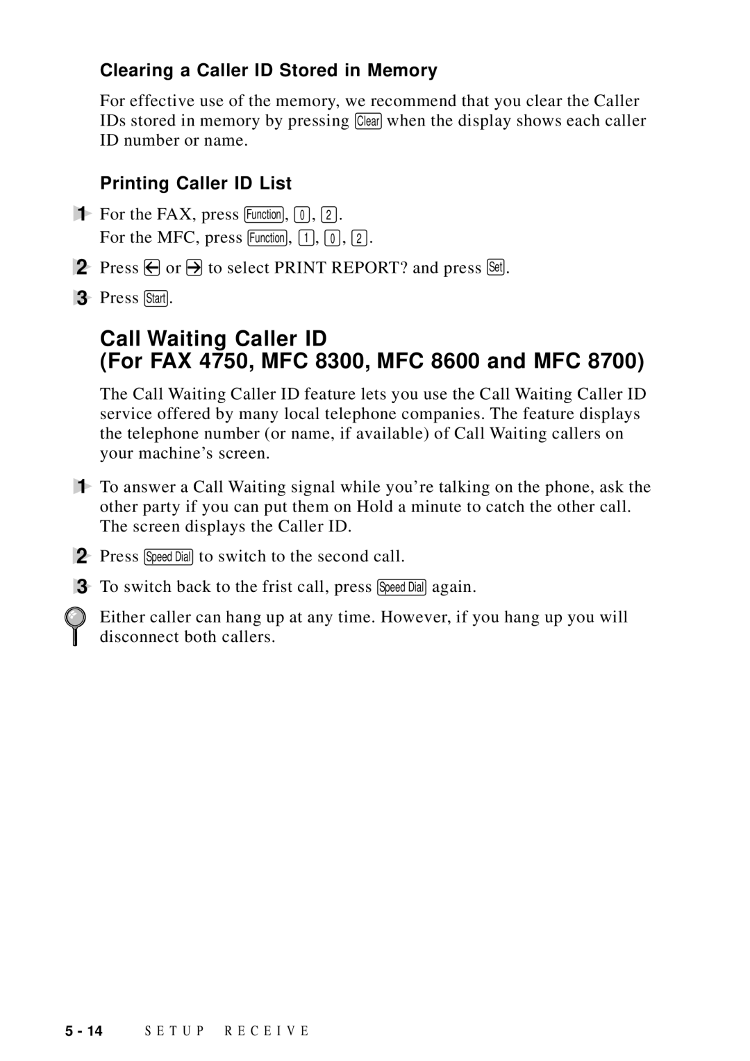 Brother FAX 4750 manual Clearing a Caller ID Stored in Memory, Printing Caller ID List 