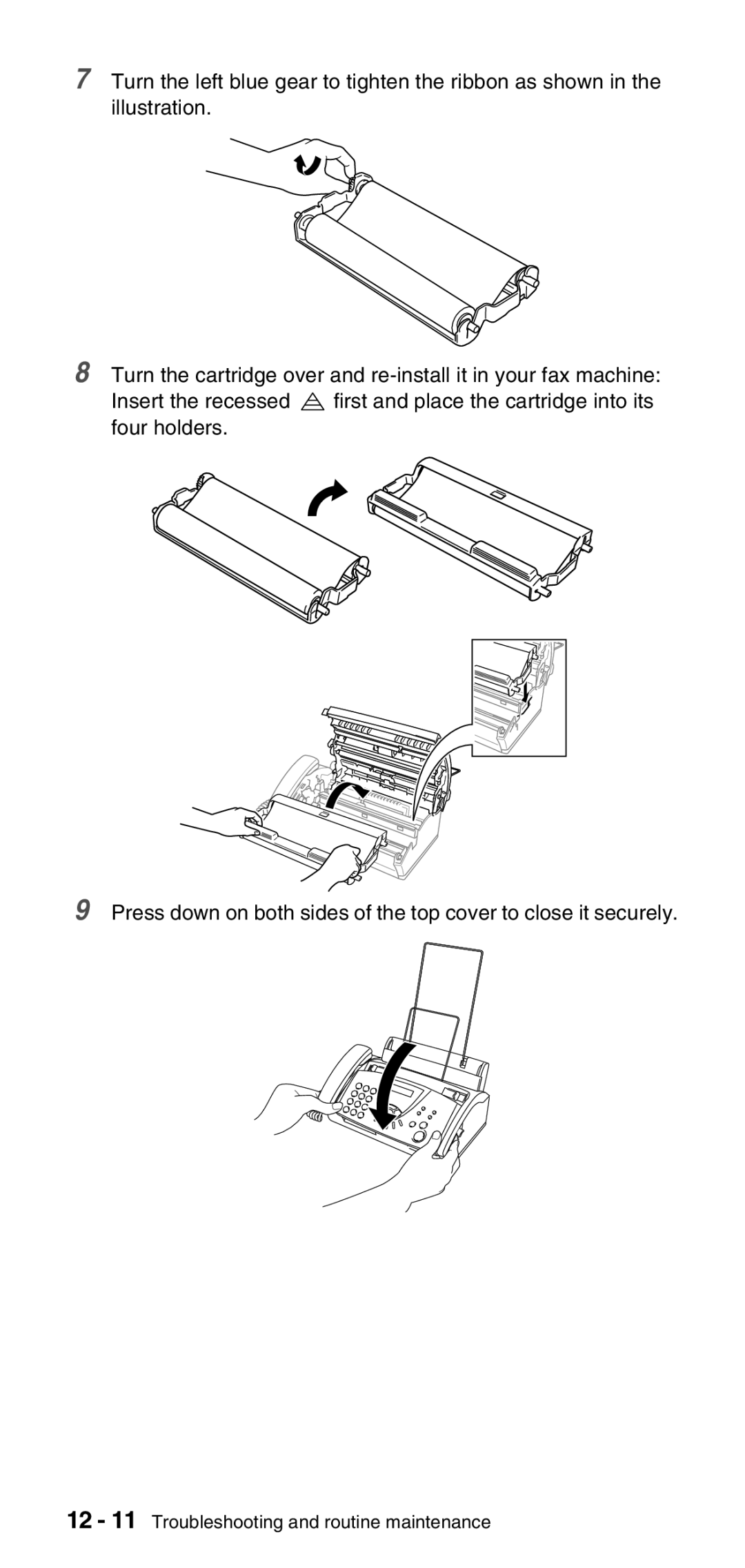 Brother FAX-575 manual 12 11 Troubleshooting and routine maintenance 