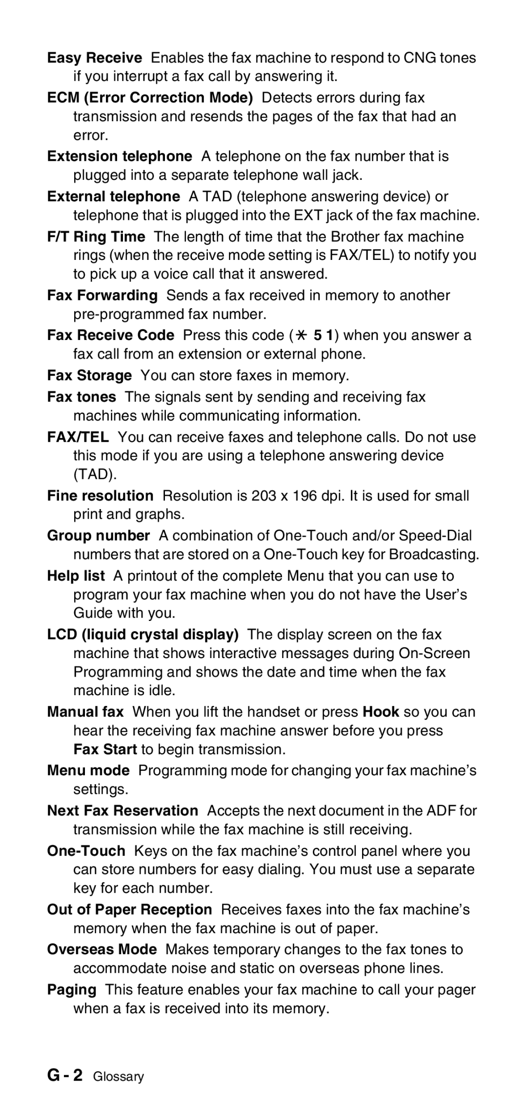 Brother FAX-575 manual Glossary 