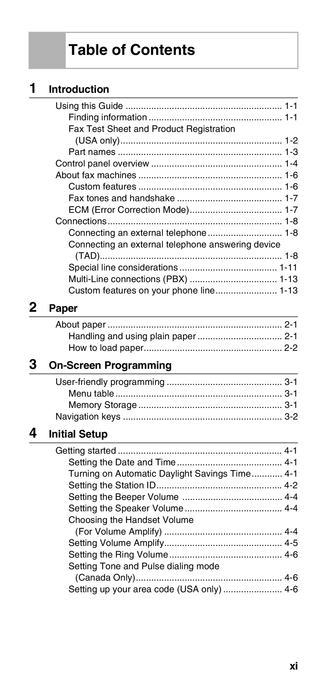 Brother FAX-575 manual Table of Contents 