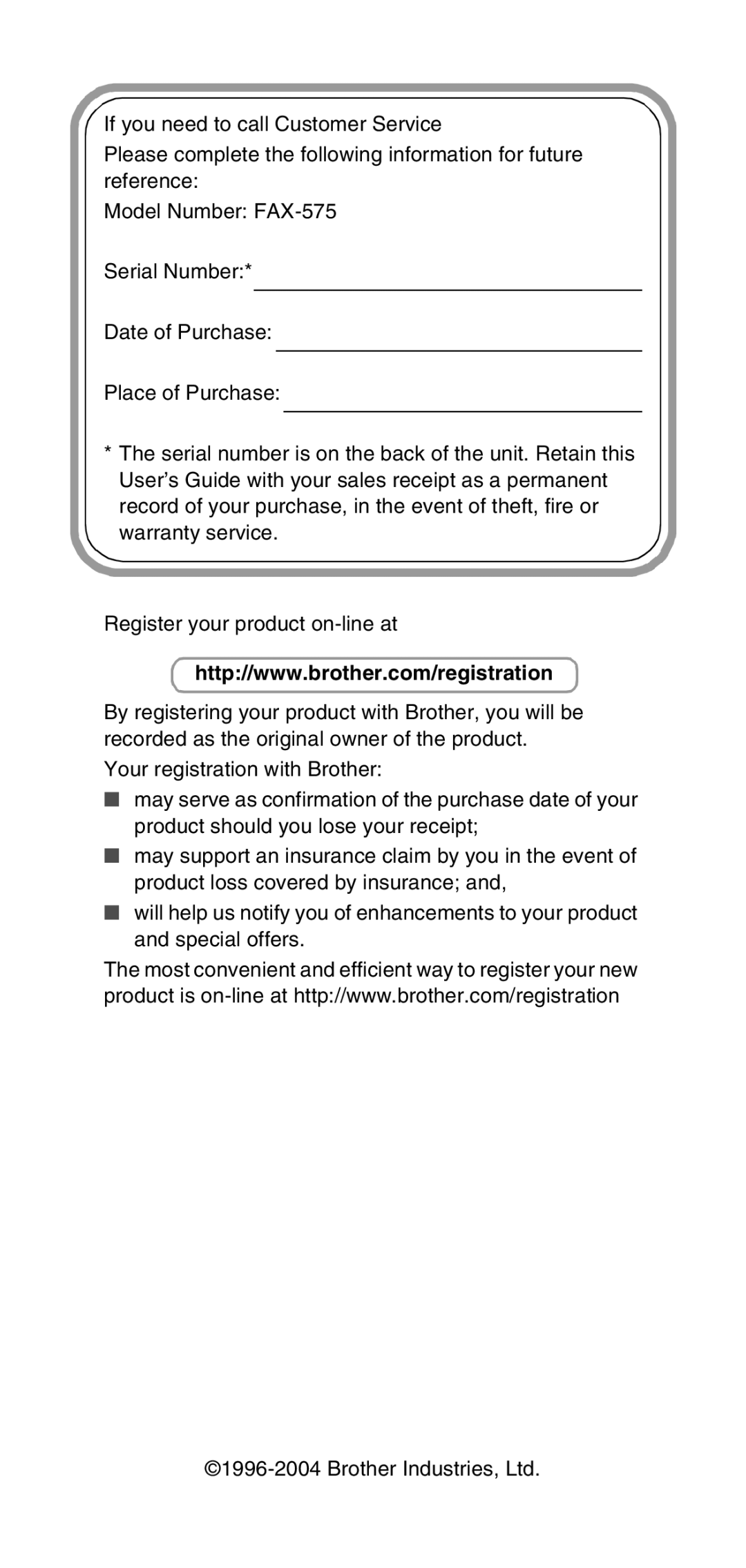 Brother FAX-575 manual 