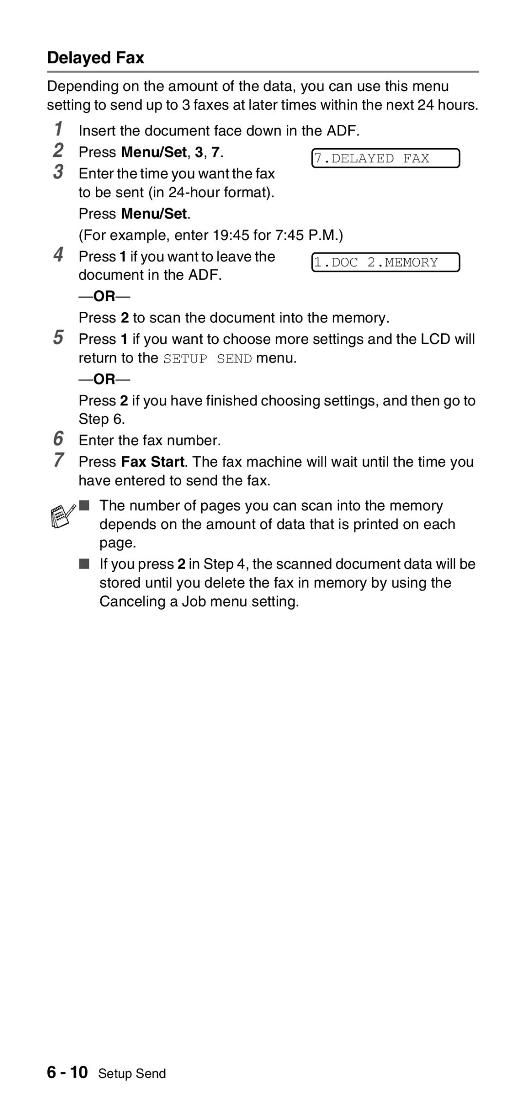 Brother FAX-575 manual Delayed Fax 