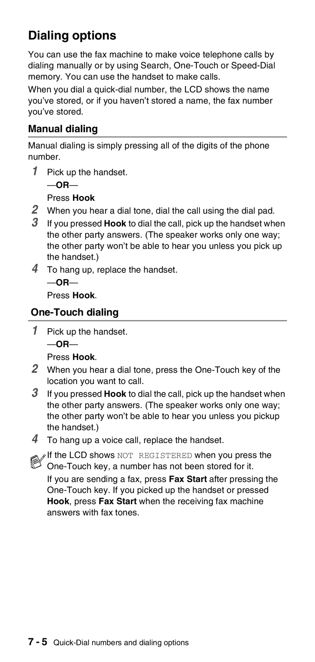 Brother FAX-575 manual Dialing options, Manual dialing 