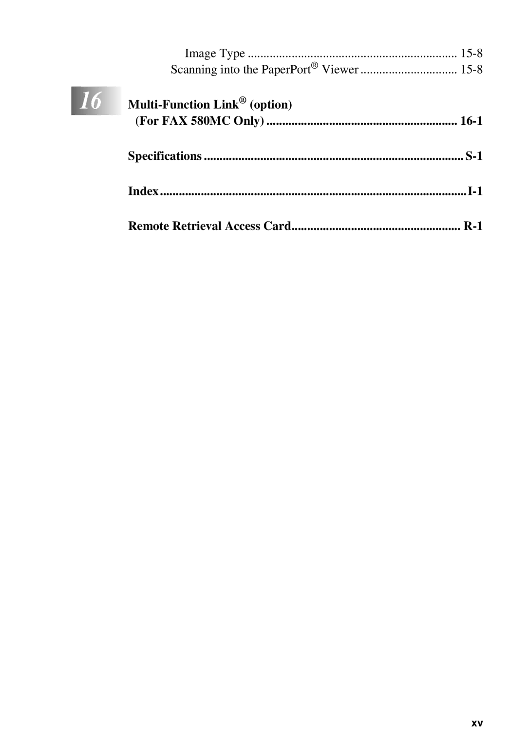 Brother FAX 580MC owner manual Specifications Index Remote Retrieval Access Card 