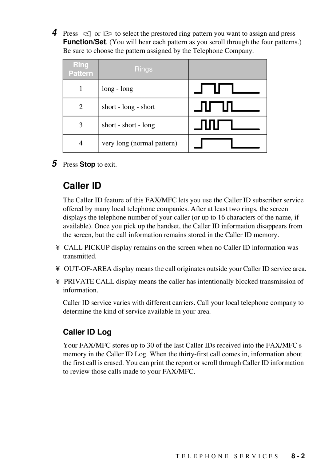 Brother FAX 580MC owner manual Caller ID Log 