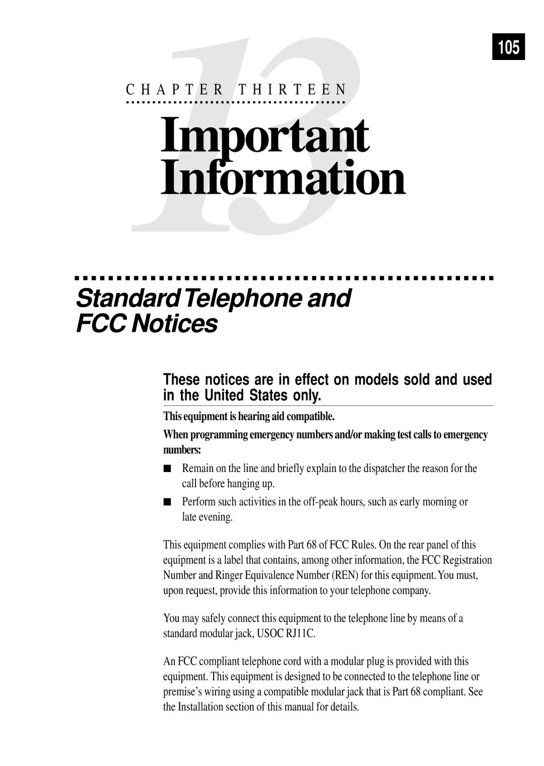 Brother MFC 970MC, FAX 770, FAX 870MC, FAX 750 owner manual Information, Standard Telephone FCC Notices 