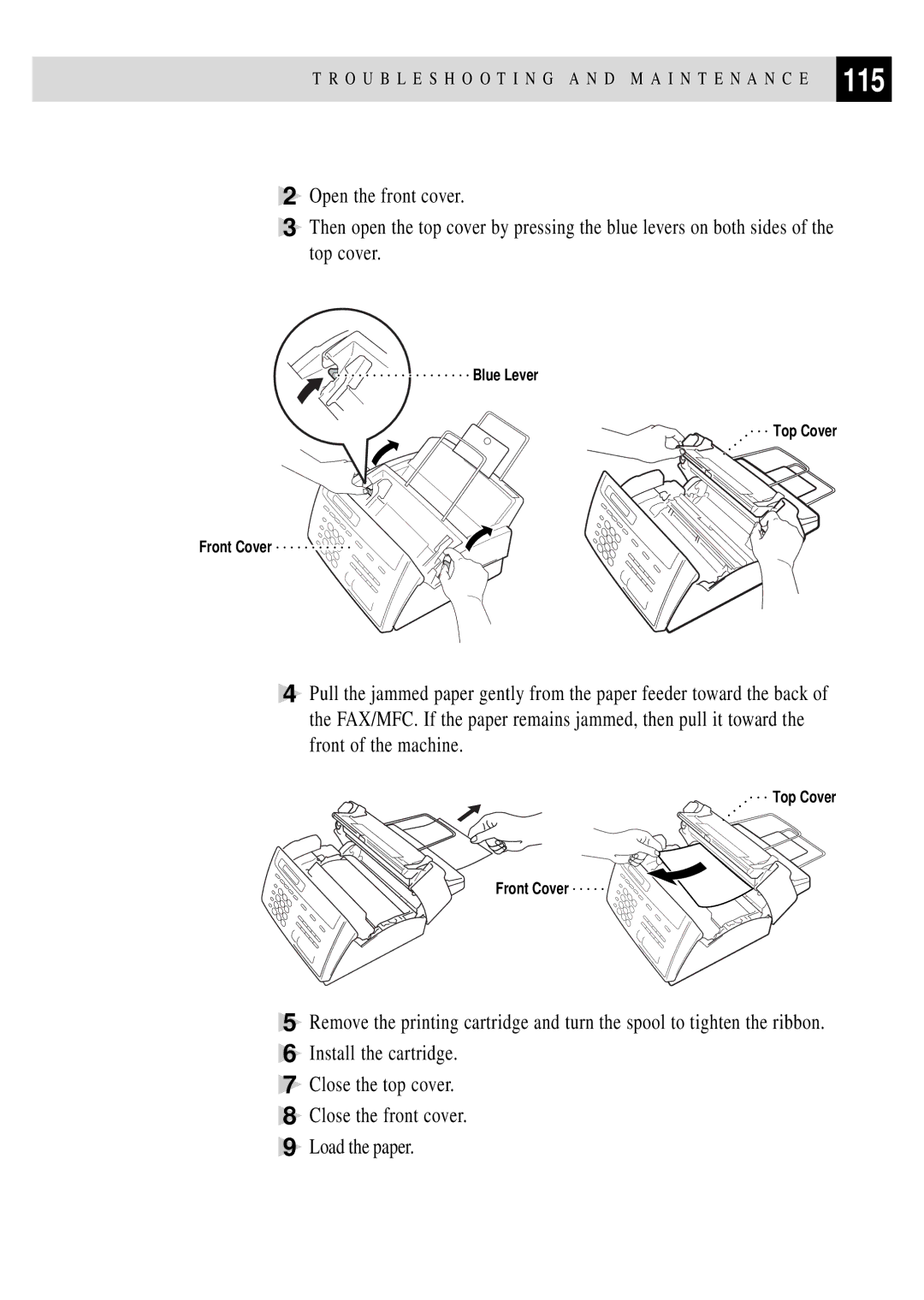 Brother FAX 870MC, FAX 770, FAX 750, MFC 970MC owner manual 115 