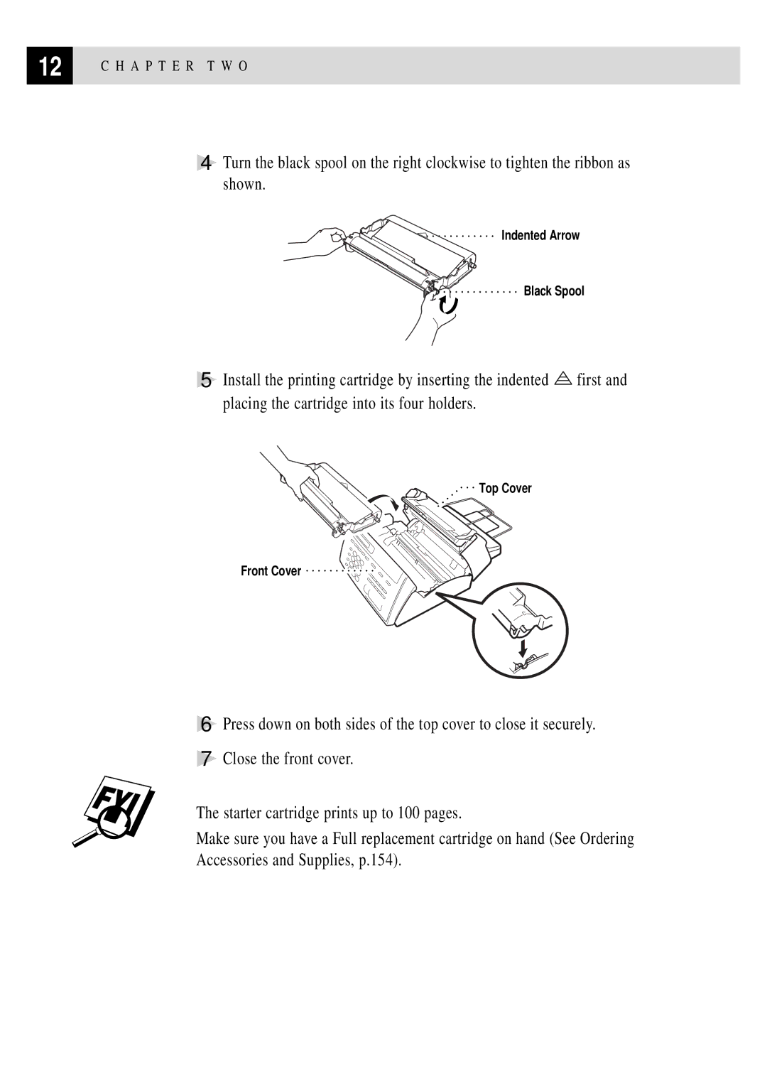 Brother FAX 750, FAX 770, FAX 870MC, MFC 970MC owner manual Indented Arrow Black Spool 