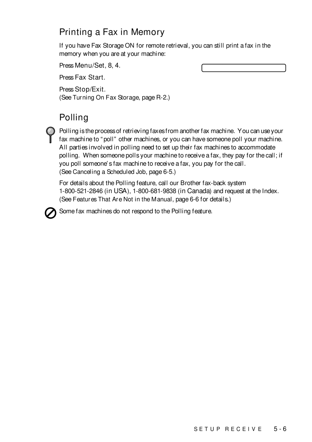 Brother FAX-775 owner manual Printing a Fax in Memory, Polling, Print FAX, Press Fax Start Press Stop/Exit 