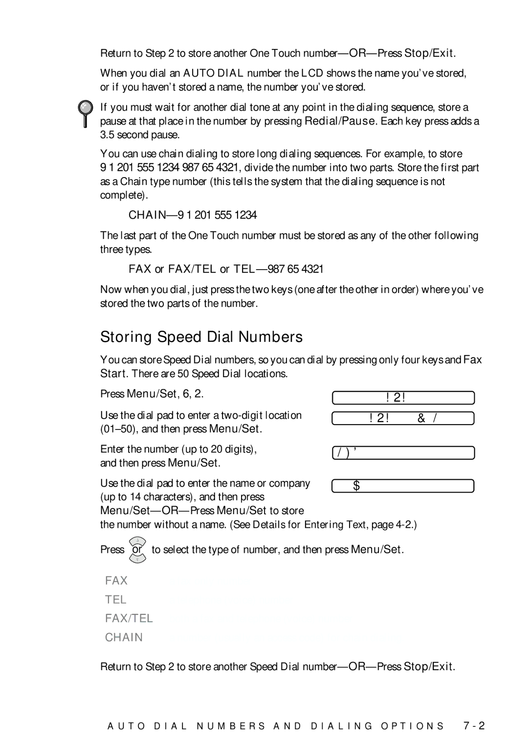 Brother FAX-775 owner manual Storing Speed Dial Numbers, Speed-Dial? #, Menu/Set-OR-PressMenu/Set to store 