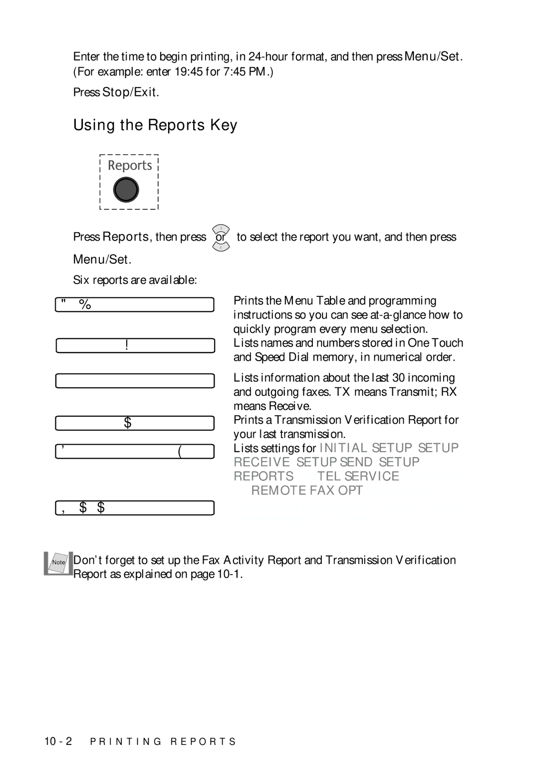 Brother FAX-775 owner manual Using the Reports Key, Help List 