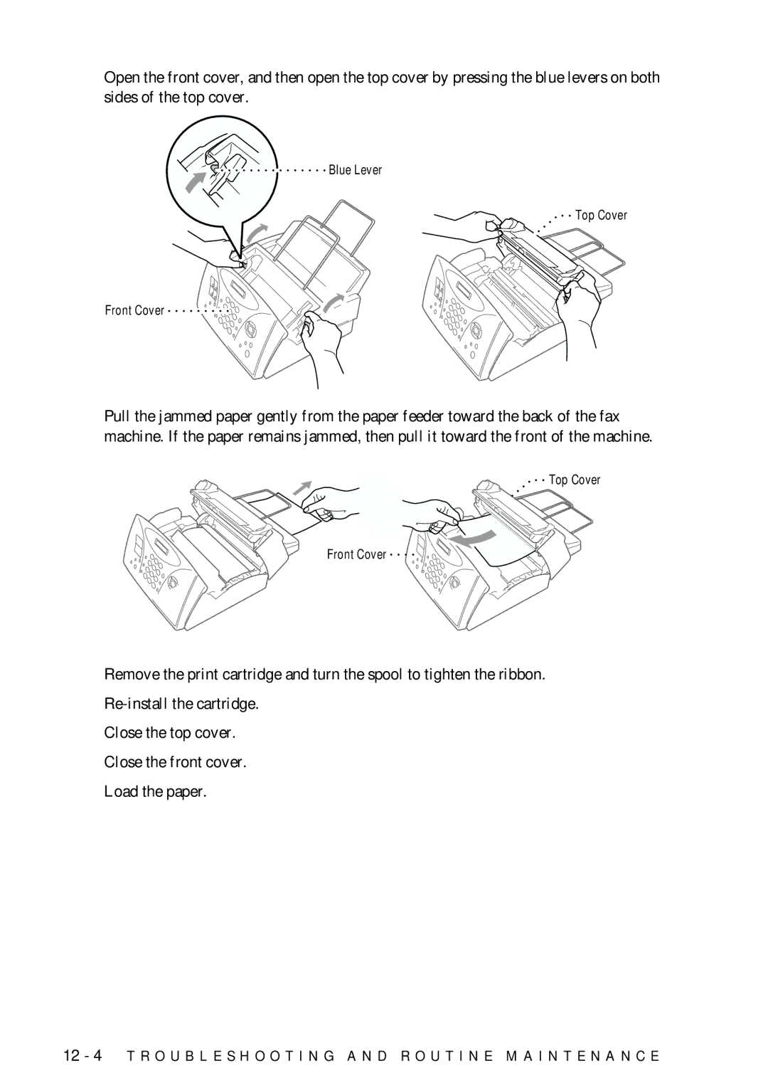 Brother FAX-775 owner manual Blue Lever Top Cover Front Cover 