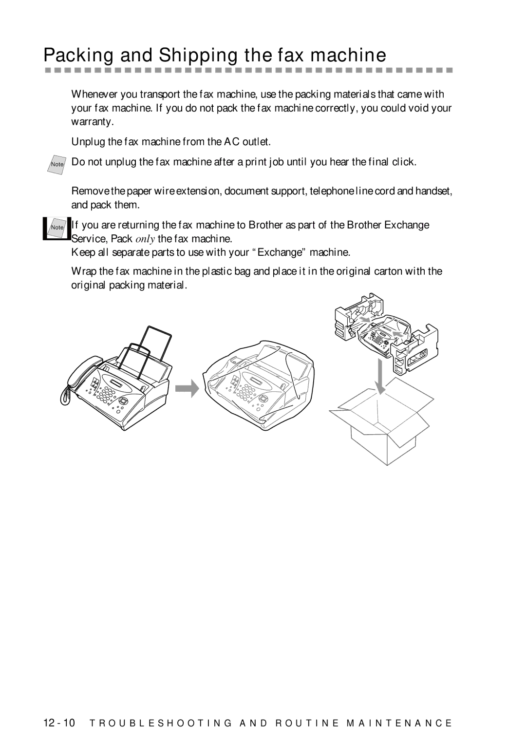 Brother FAX-775 owner manual Packing and Shipping the fax machine 