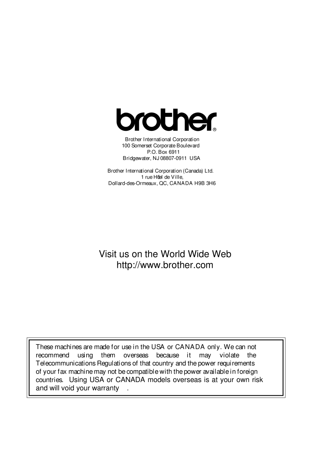 Brother FAX-775 owner manual Visit us on the World Wide Web 