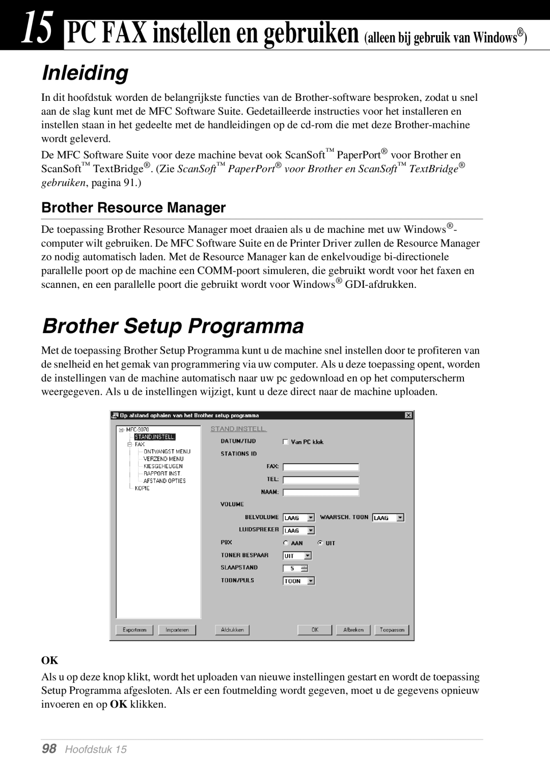 Brother MFC-9070, FAX-8070P manual Inleiding, Brother Setup Programma, Brother Resource Manager 