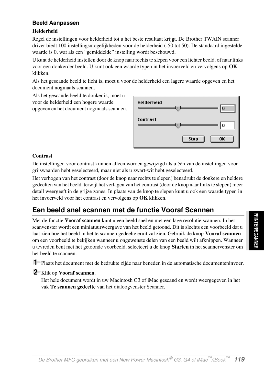 Brother FAX-8070P, MFC-9070 manual Beeld Aanpassen, Klik op Vooraf scannen 