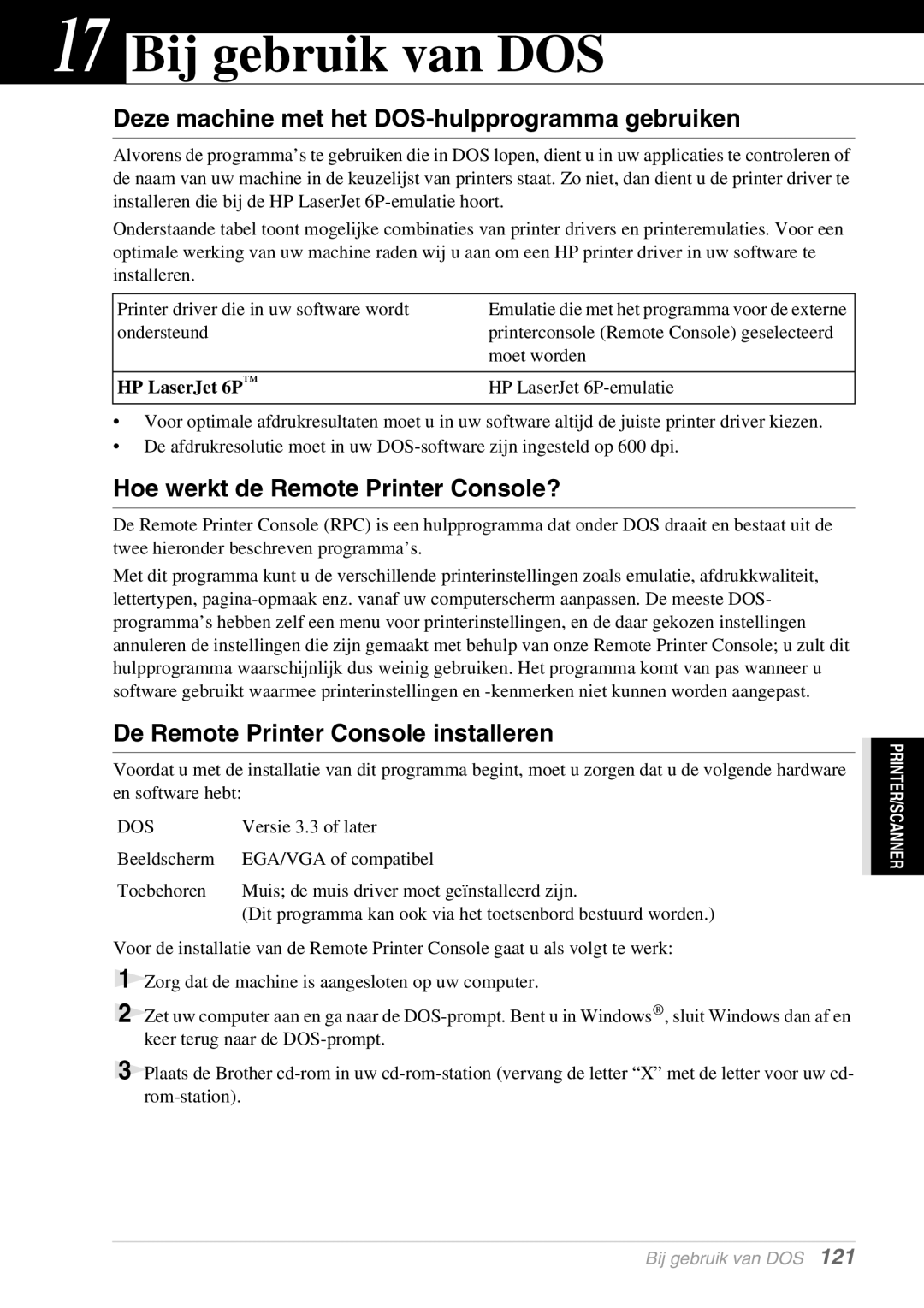 Brother FAX-8070P, MFC-9070 manual Bij gebruik van DOS, Deze machine met het DOS-hulpprogramma gebruiken, HP LaserJet 6P 