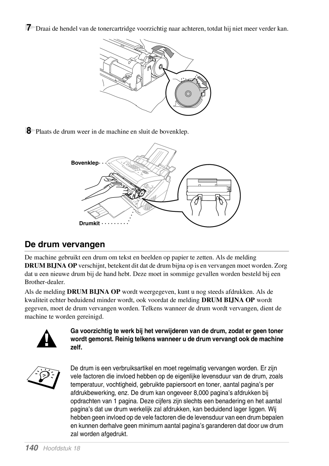 Brother MFC-9070, FAX-8070P manual De drum vervangen 