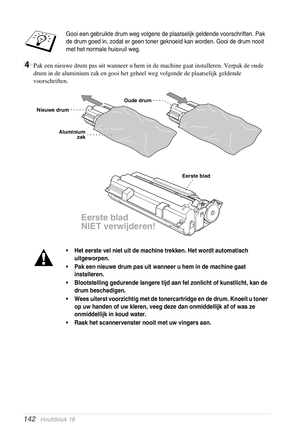 Brother MFC-9070, FAX-8070P manual Eerste blad Niet verwijderen 