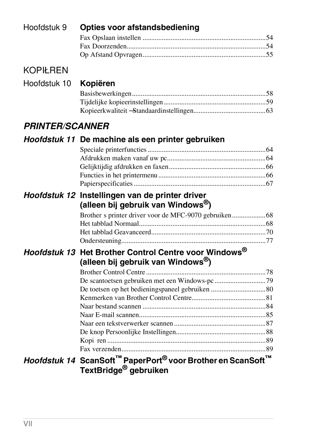 Brother FAX-8070P Opties voor afstandsbediening, Kopiëren, De machine als een printer gebruiken, TextBridge gebruiken 