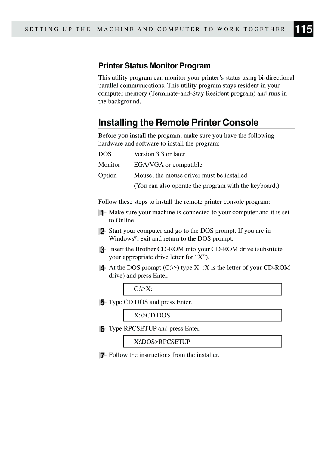 Brother MFC-9650, FAX-8350P owner manual Installing the Remote Printer Console, Printer Status Monitor Program 