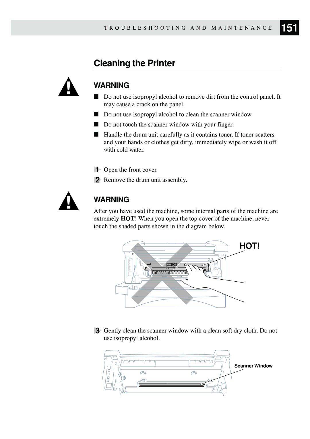 Brother MFC-9650, FAX-8350P owner manual Cleaning the Printer 