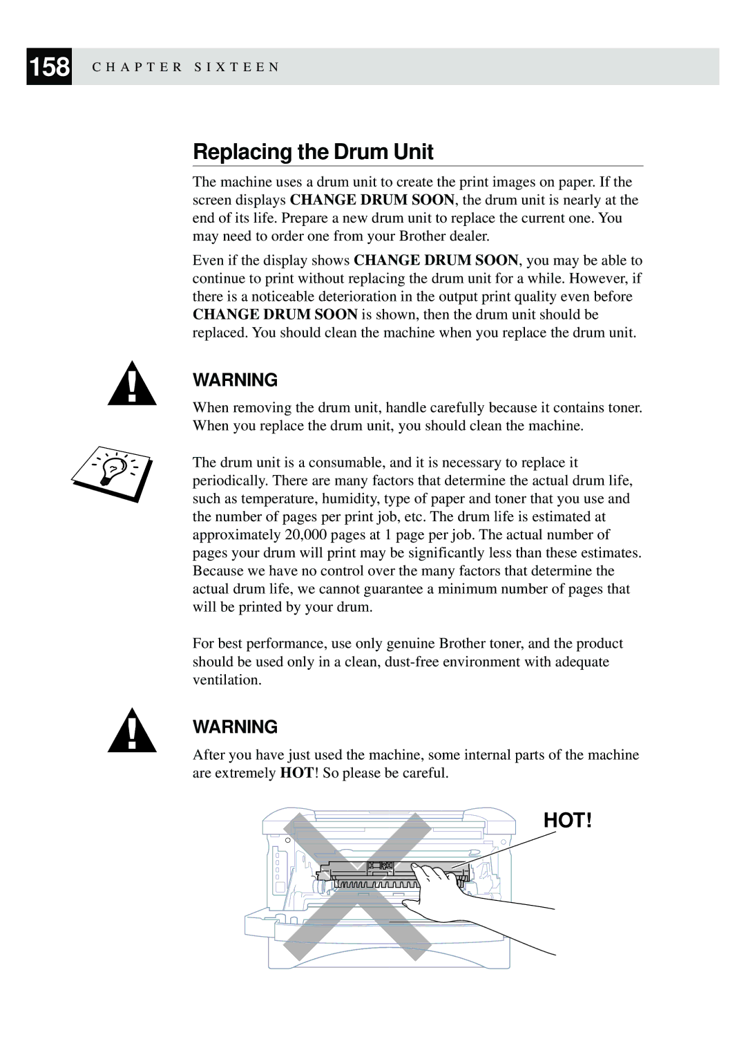 Brother FAX-8350P, MFC-9650 owner manual Replacing the Drum Unit 