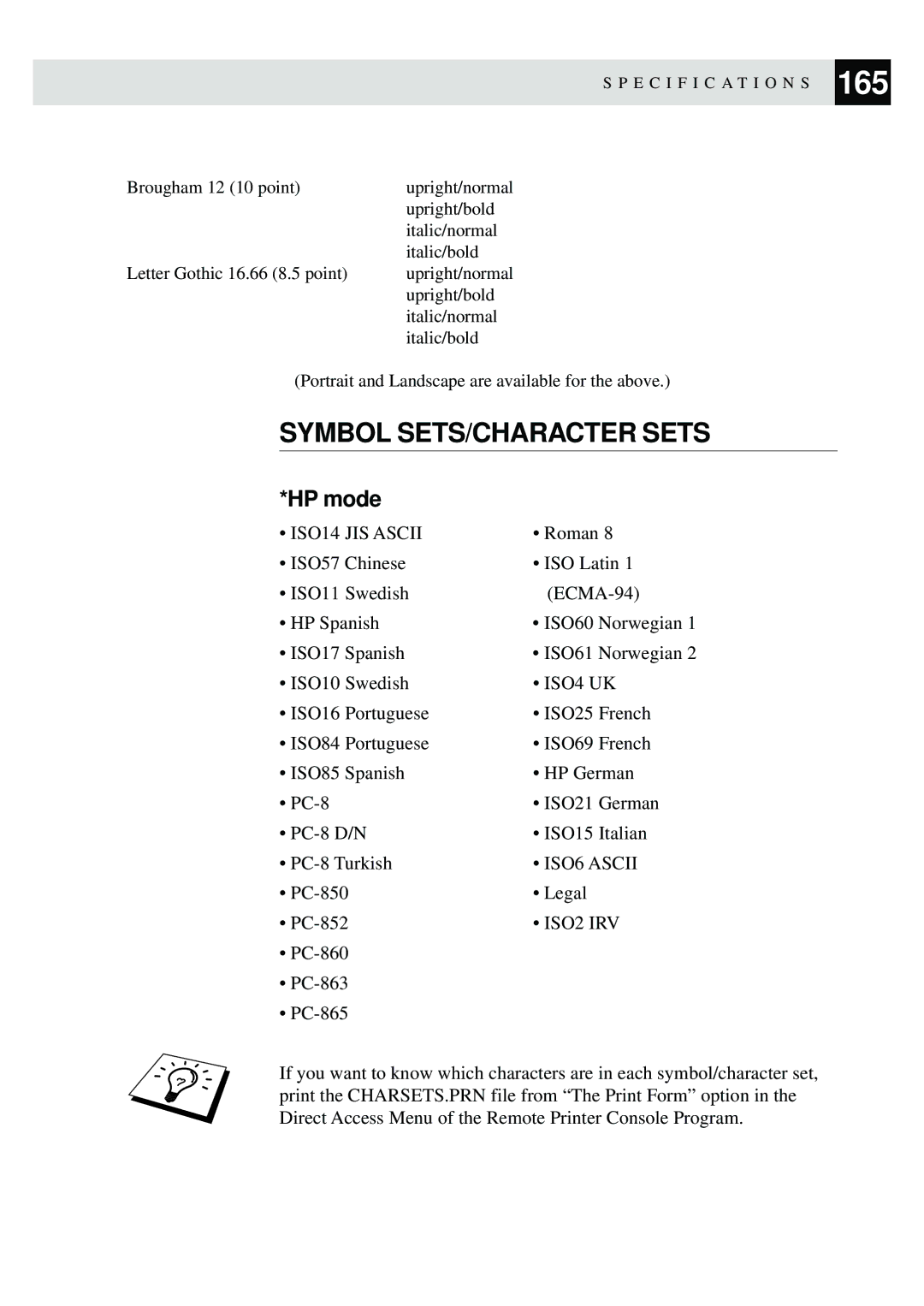 Brother MFC-9650, FAX-8350P owner manual Symbol SETS/CHARACTER Sets, HP mode 