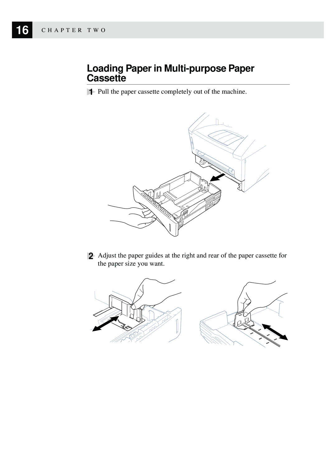 Brother FAX-8350P, MFC-9650 owner manual Loading Paper in Multi-purpose Paper Cassette 