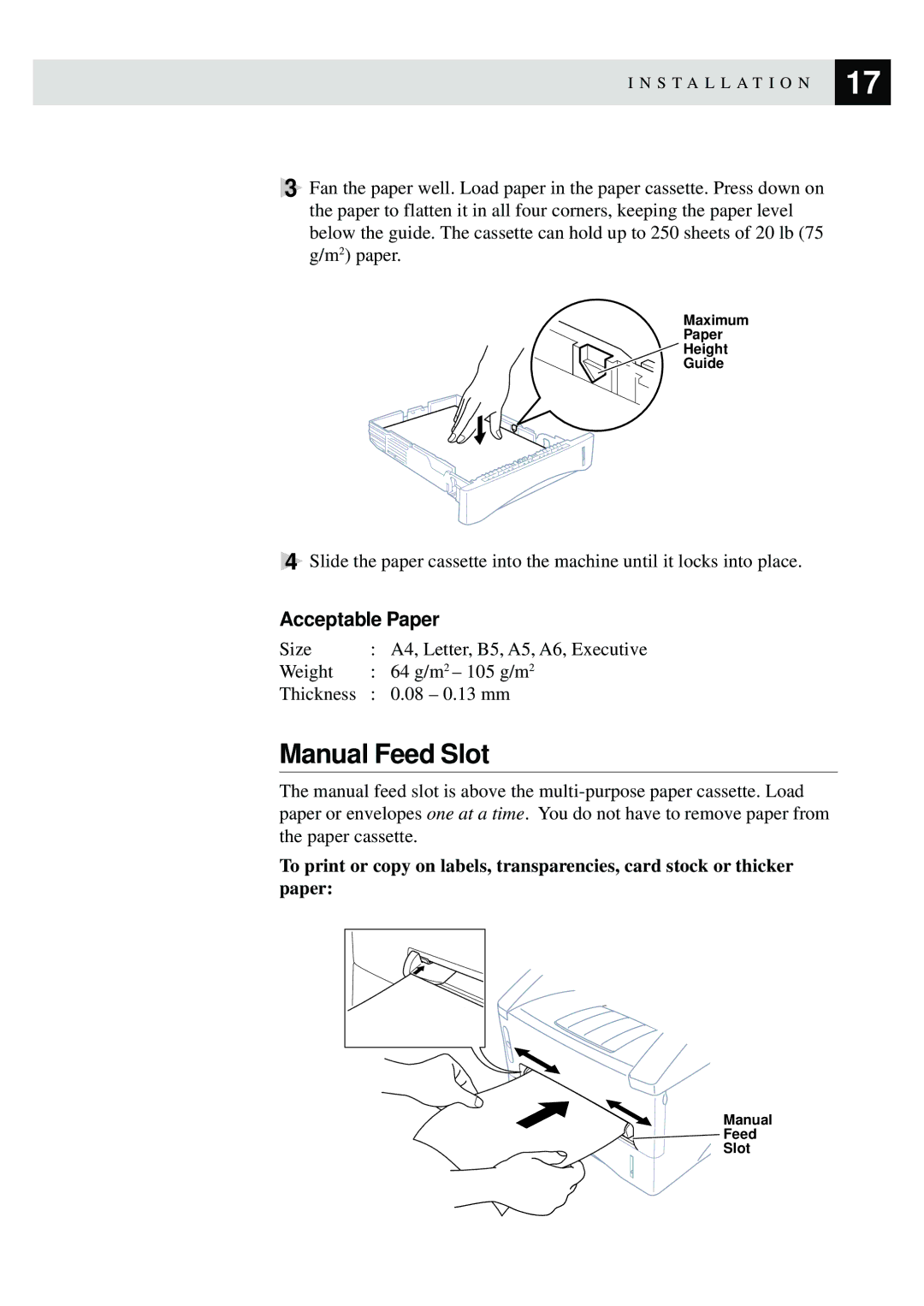 Brother MFC-9650, FAX-8350P owner manual Manual Feed Slot 