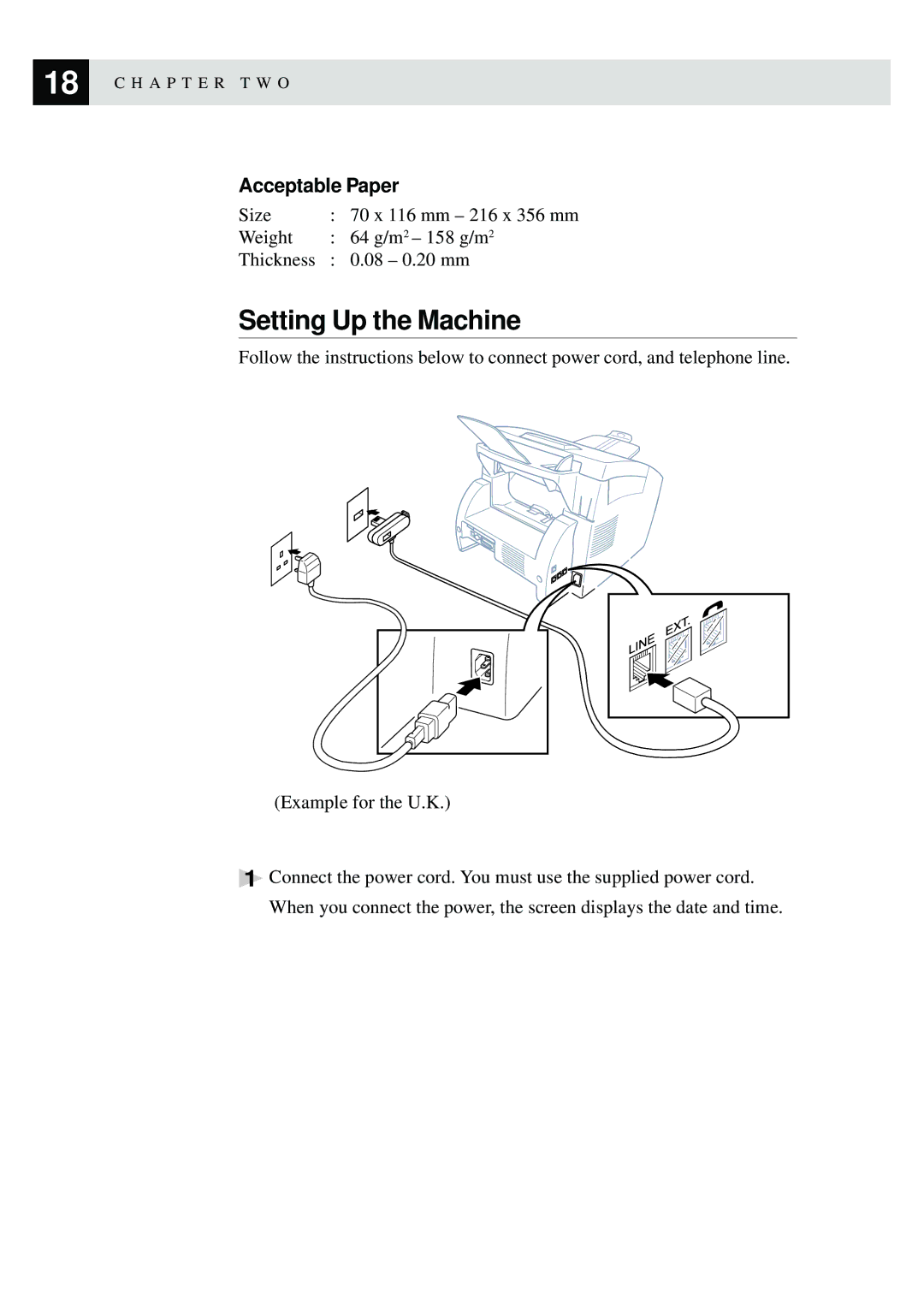 Brother FAX-8350P, MFC-9650 owner manual Setting Up the Machine 