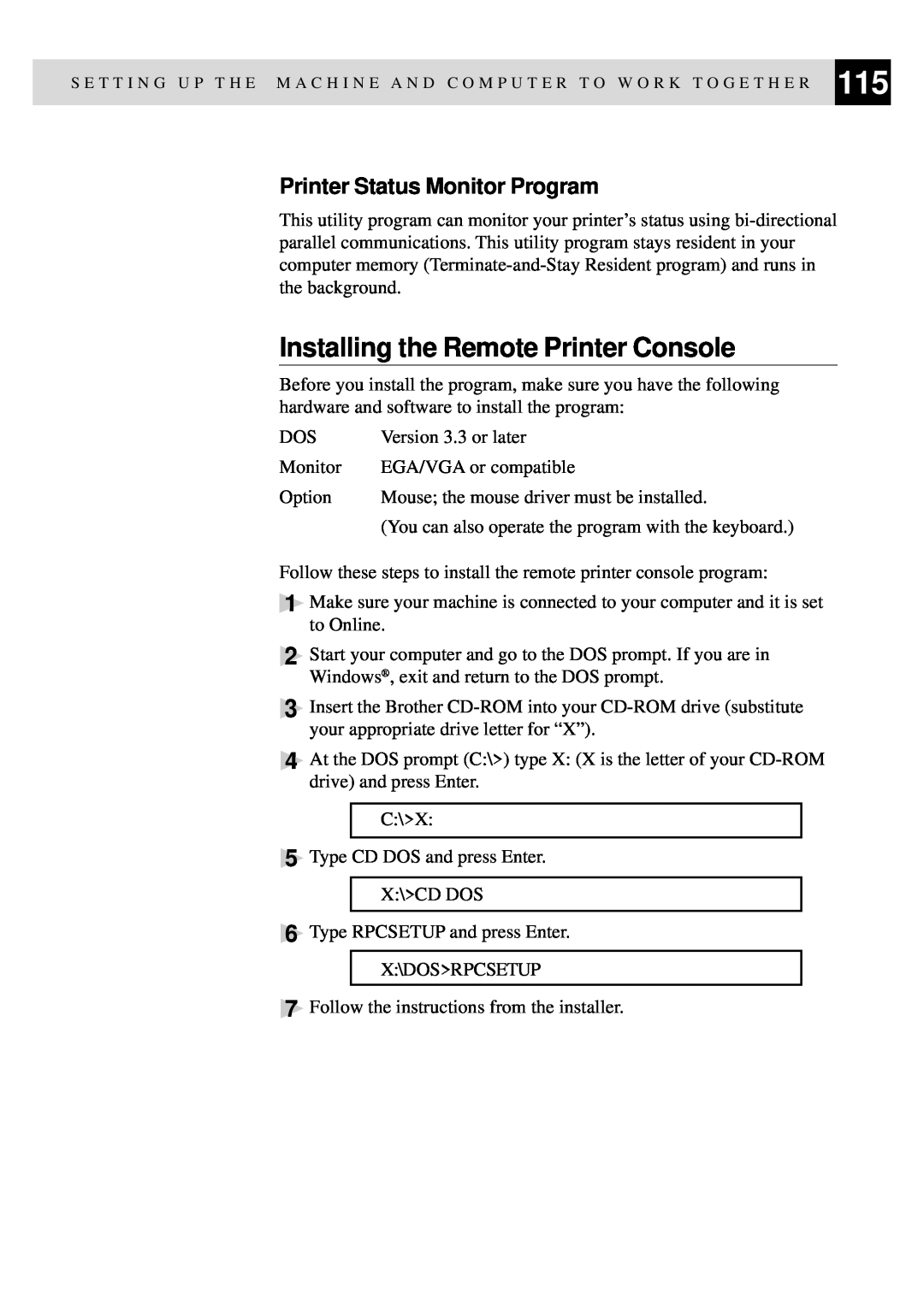 Brother MFC-9650, FAX-8350P owner manual Installing the Remote Printer Console, Printer Status Monitor Program 