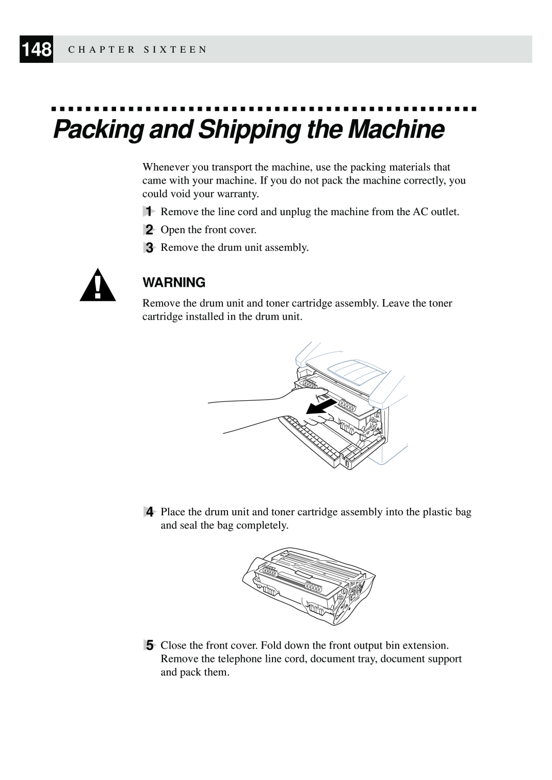 Brother FAX-8350P, MFC-9650 owner manual Packing and Shipping the Machine 