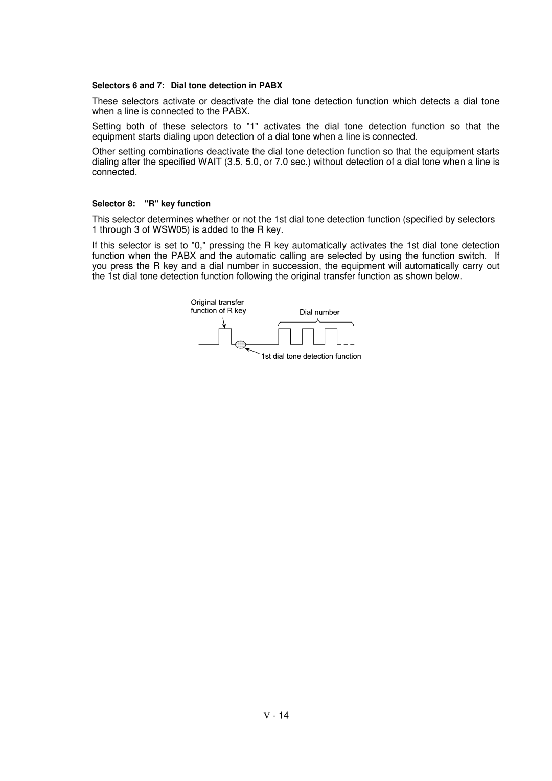 Brother FAX-8650P service manual Selectors 6 and 7 Dial tone detection in Pabx 