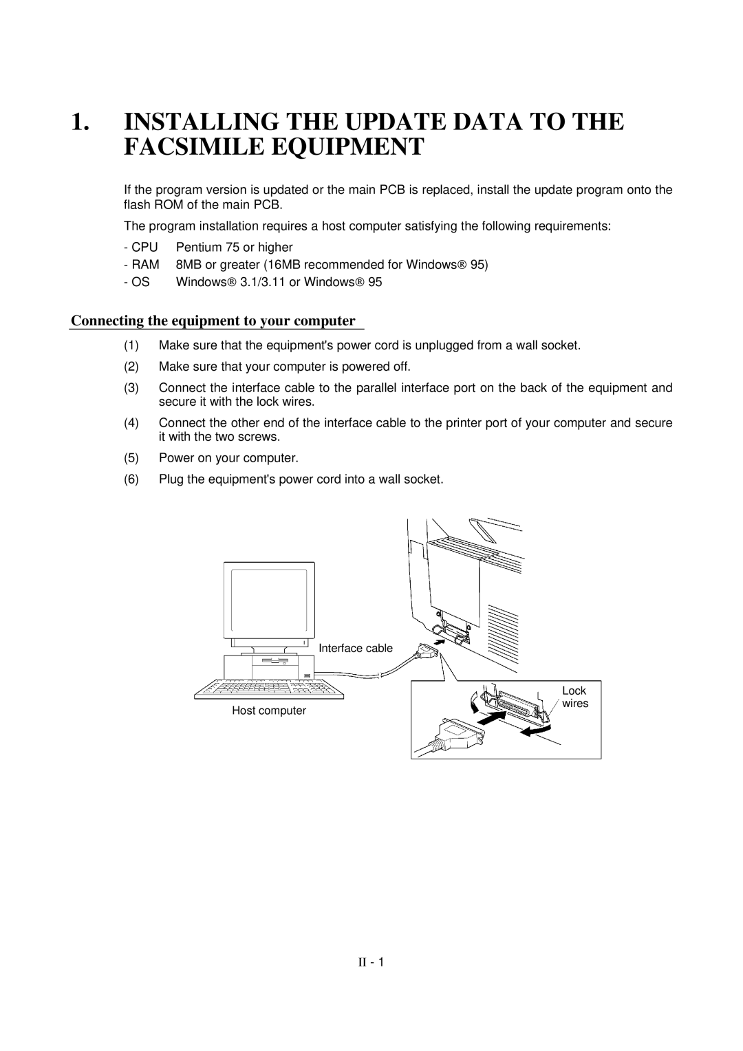 Brother FAX-8650P service manual Installing the Update Data to the Facsimile Equipment 