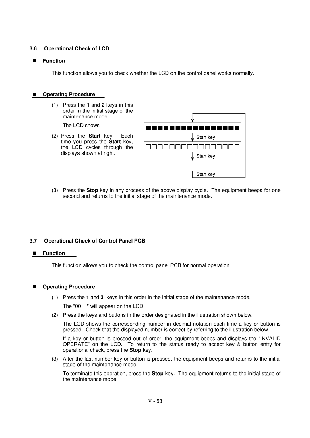 Brother FAX-8650P service manual Operational Check of LCD Function, Operational Check of Control Panel PCB Function 