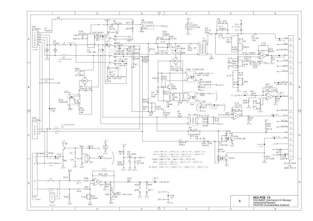 Brother FAX-8650P service manual NCU PCB 1/2 