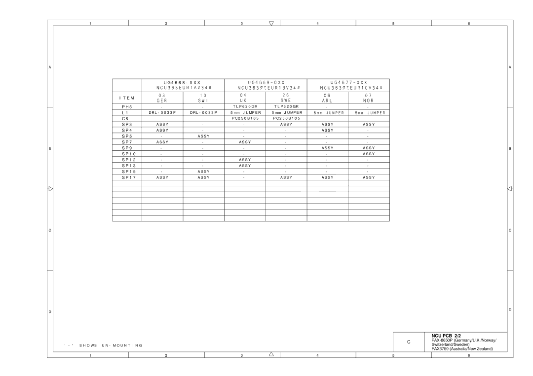 Brother FAX-8650P service manual NCU PCB 2/2 