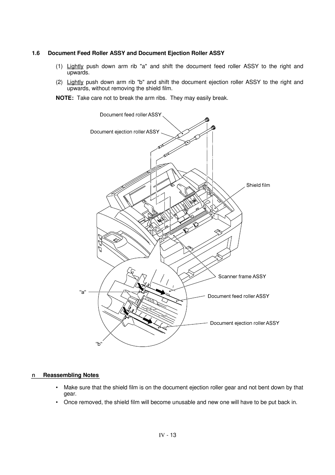 Brother FAX-8650P service manual Document Feed Roller Assy and Document Ejection Roller Assy 