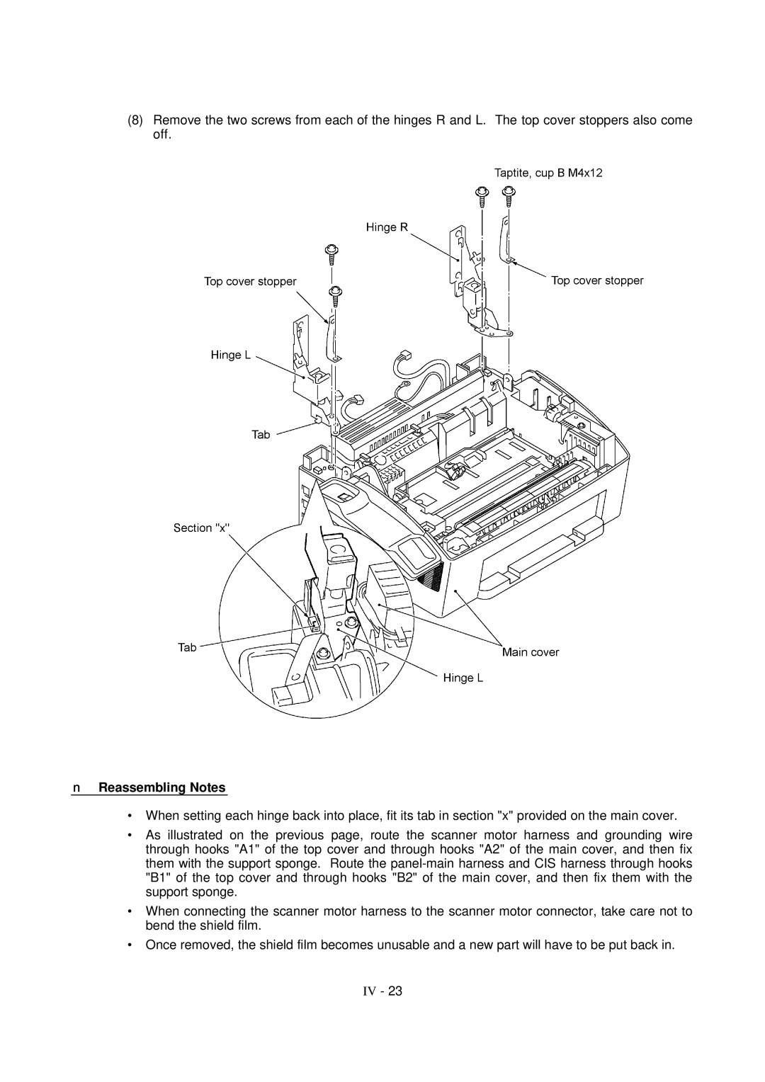 Brother FAX-8650P service manual Reassembling Notes 