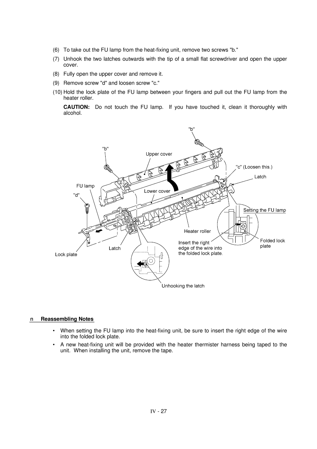 Brother FAX-8650P service manual Reassembling Notes 