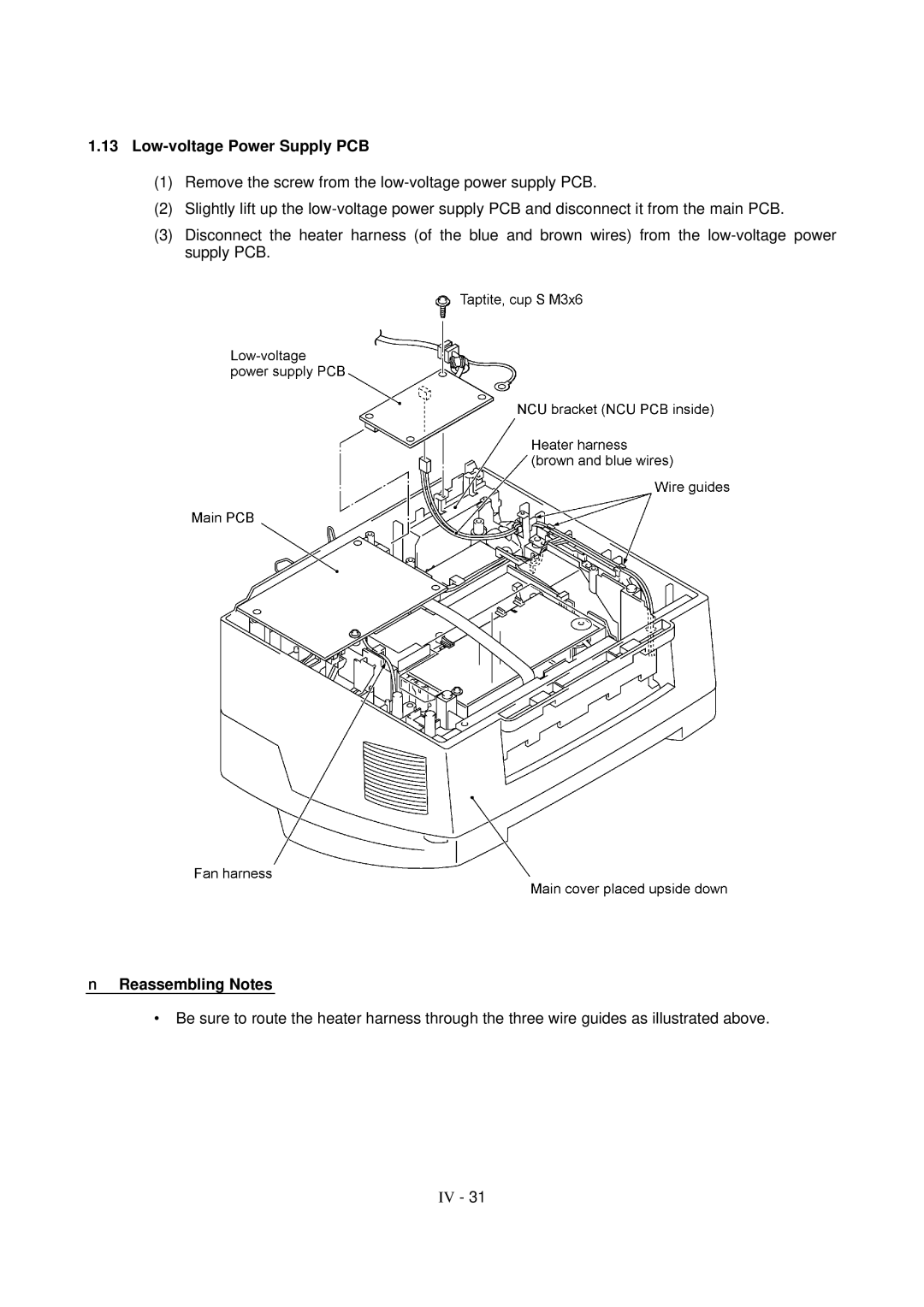 Brother FAX-8650P service manual Low-voltage Power Supply PCB 